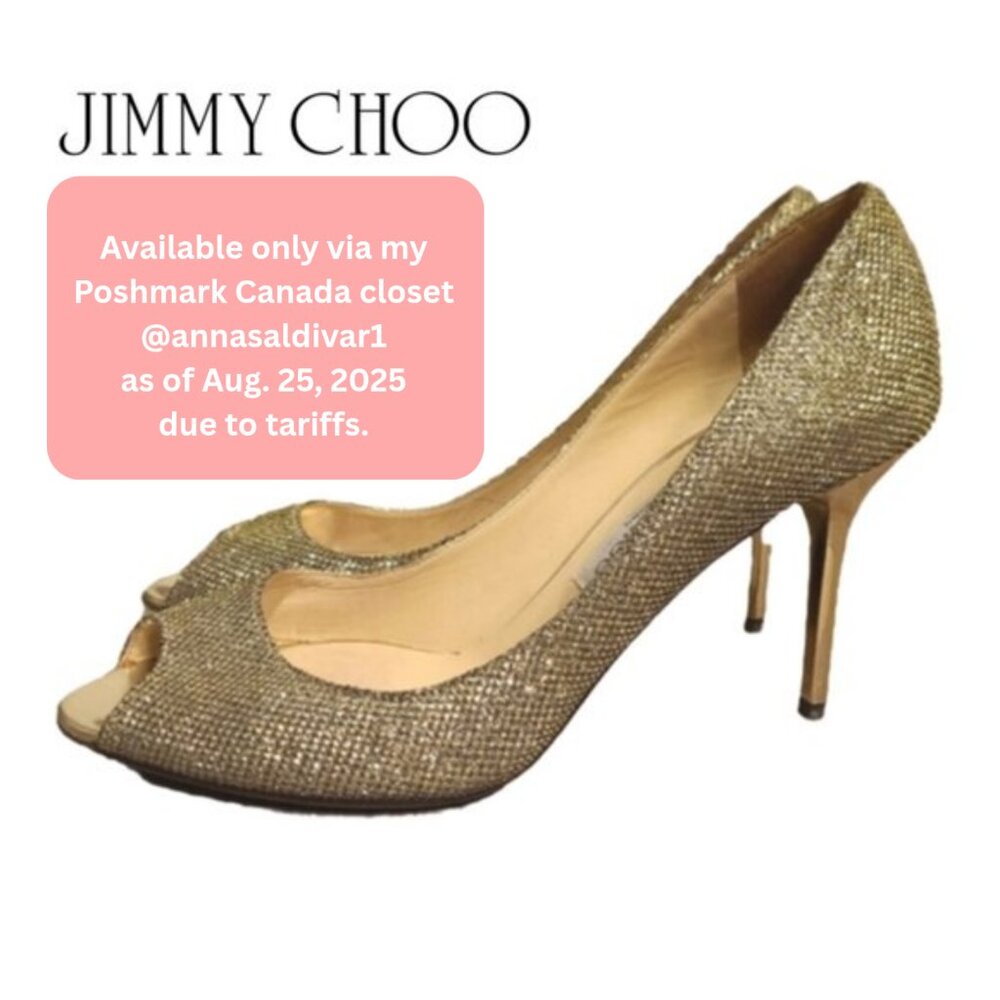 ❌SOLD 38.5 Jimmy Choo Peep-Toe Gold Pumps